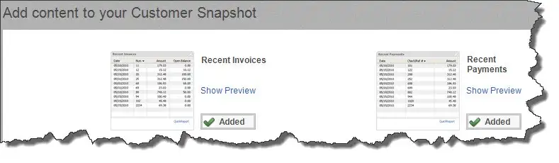 The QuickBooks Customer Snapshot 